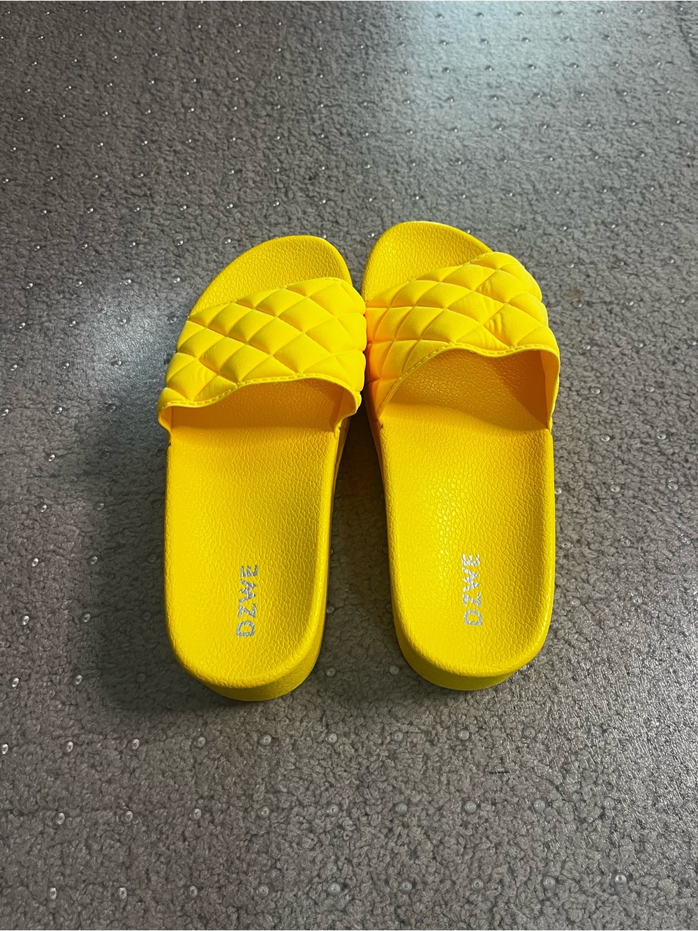 Yellow Quilted Slide Sandals